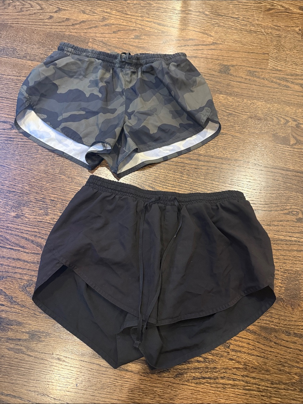 Women’s Black and Gray Camo Athletic Shorts - Pack of 2 size small fair shape